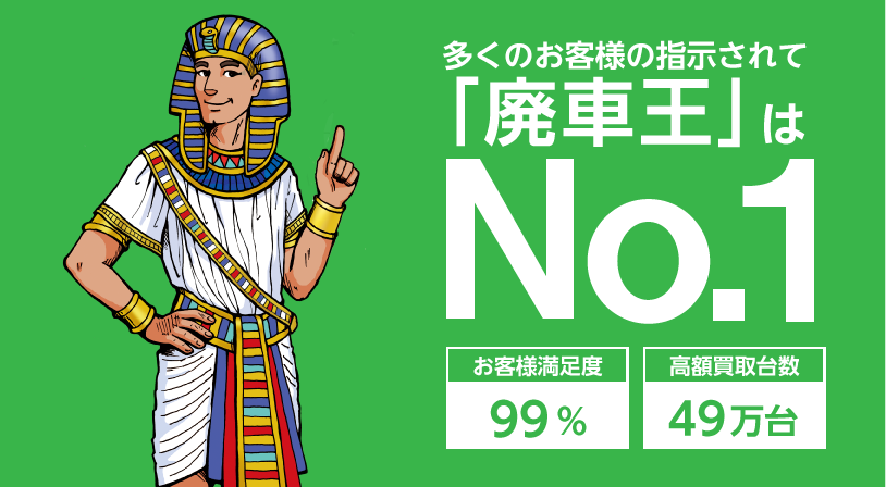 多くのお客様に指示されて「廃車王飯田店」はNO.1　月間買取台数1800台　お客様満足度99％　事故車買取　廃車買取